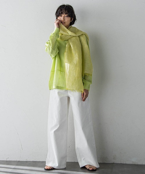 MAYSON GREY(メイソングレイ)の「ペーパーヤーンメッシュヘムニットプルオーバー≪手洗い可能≫(ニット/セーター・レディース・ブラック/グリーン/ホワイト/パープル・M)」の21枚目の写真