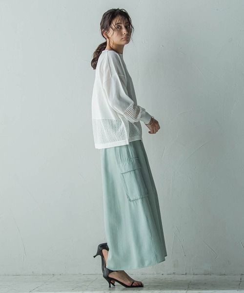 MAYSON GREY(メイソングレイ)の「ペーパーヤーンメッシュヘムニットプルオーバー≪手洗い可能≫(ニット/セーター・レディース・ブラック/グリーン/ホワイト/パープル・M)」の11枚目の写真