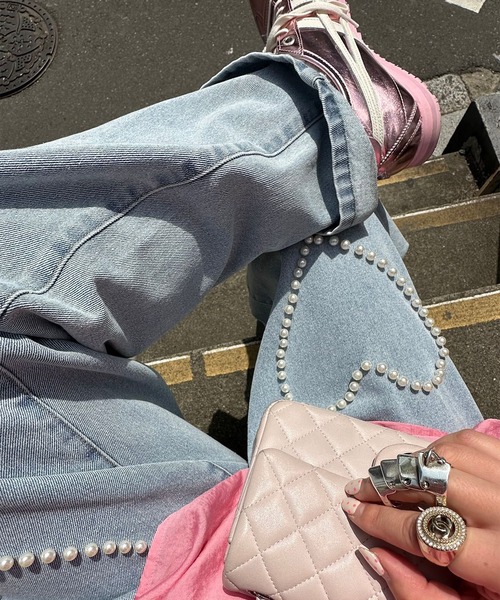 Alley Tokyo（アリートーキョー）の「キラキラビジュ―＆ハートデニム（デニムパンツ・レディース・ブルー系その他/サックスブルー・FREE）」の12枚目の写真