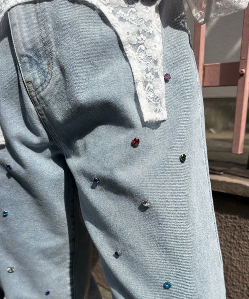 Alley Tokyo（アリートーキョー）の「キラキラビジュ―＆ハートデニム（デニムパンツ・レディース・ブルー系その他/サックスブルー・FREE）」の8枚目の写真