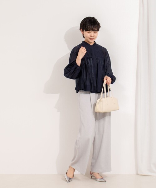 NOLLEY’S(ノーリーズ)の「ピンタックブラウス(シャツ/ブラウス・レディース・ネイビー/ホワイト/サックスブルー・38)」の4枚目の写真