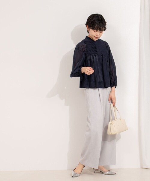 NOLLEY’S(ノーリーズ)の「ピンタックブラウス(シャツ/ブラウス・レディース・ネイビー/ホワイト/サックスブルー・38)」の8枚目の写真