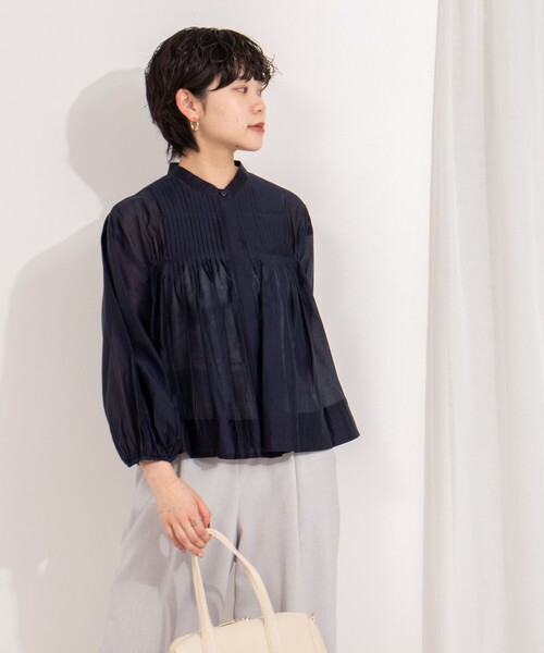 NOLLEY’S(ノーリーズ)の「ピンタックブラウス(シャツ/ブラウス・レディース・ネイビー/ホワイト/サックスブルー・38)」の12枚目の写真