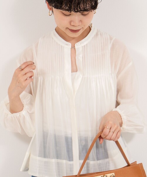 NOLLEY’S(ノーリーズ)の「ピンタックブラウス(シャツ/ブラウス・レディース・ネイビー/ホワイト/サックスブルー・38)」の18枚目の写真