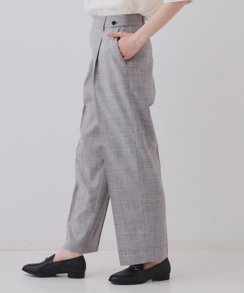 OPAQUE.CLIP（オペークドットクリップ）の「メランジワイドパンツ/セットアップ対応可【洗濯機洗い可】（その他パンツ・レディース・グレー/ベージュ・36/38/40/42）」の2枚目の写真