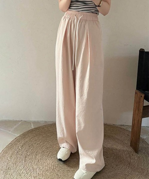 aimoha(アイモハ)の「【aimoha】ウエストドローストリング ワイドパンツ(スウェットパンツ・レディース・ブルー/イエロー/ピンク・MEDIUM/LARGE)」の3枚目の写真