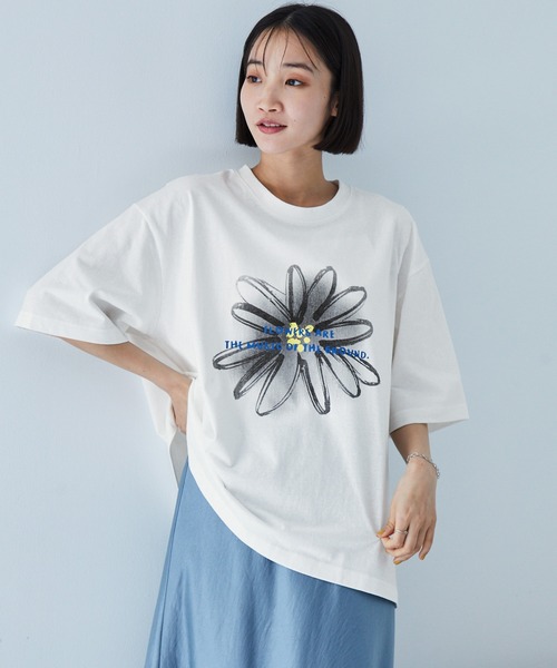MONO-MART（モノマート）の「グラフィックプリント アソート 半袖Tシャツ（Tシャツ/カットソー・レディース・スミクロ/ホワイト系/ホワイト系1/ブラック系/ライトピンク/オフホワイト・M/L）」の21枚目の写真