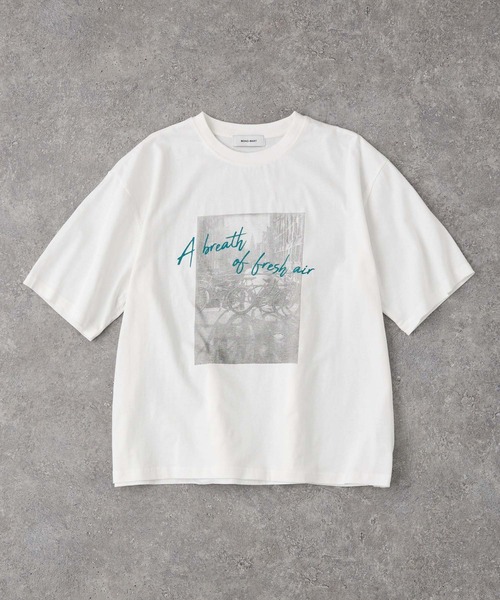 ホワイト グラフィックプリント Tシャツ 半袖 プリント半袖Tシャツ N474