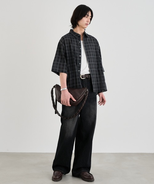 SINSS(シンス)の「Ombre check HS Shirt / オンブレチェックシャツ(半袖)(シャツ/ブラウス・メンズ・ネイビー/ブラック/ブラック系その他・MEDIUM/SMALL/X-SMALL/LARGE)」の5枚目の写真
