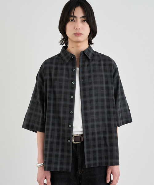 黒×ノバチェック半袖Tシャツ Beno（ビーノ） tシャツ 半袖チェックシャツ メンズ レディース