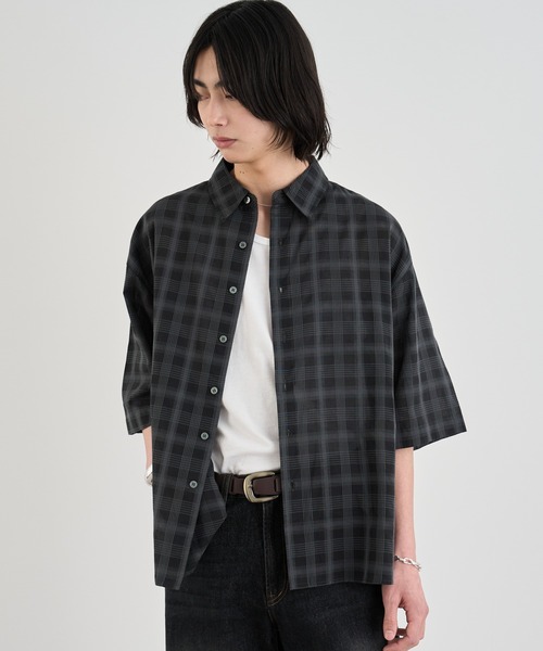 SINSS(シンス)の「Ombre check HS Shirt / オンブレチェックシャツ(半袖)(シャツ/ブラウス・メンズ・ネイビー/ブラック/ブラック系その他・MEDIUM/SMALL/X-SMALL/LARGE)」の9枚目の写真