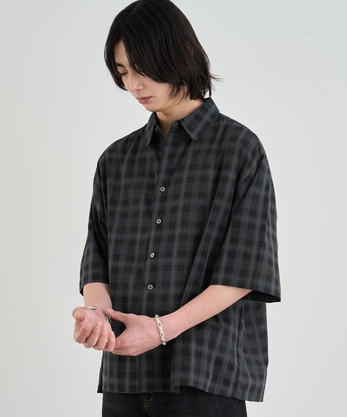 SINSS(シンス)の「Ombre check HS Shirt / オンブレチェックシャツ(半袖)(シャツ/ブラウス・メンズ・ネイビー/ブラック/ブラック系その他・MEDIUM/SMALL/X-SMALL/LARGE)」の12枚目の写真