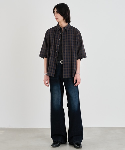 SINSS(シンス)の「Ombre check HS Shirt / オンブレチェックシャツ(半袖)(シャツ/ブラウス・メンズ・ネイビー/ブラック/ブラック系その他・MEDIUM/SMALL/X-SMALL/LARGE)」の16枚目の写真
