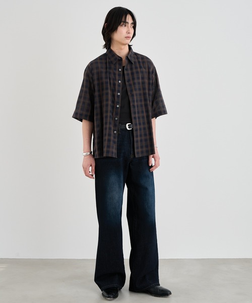 SINSS(シンス)の「Ombre check HS Shirt / オンブレチェックシャツ(半袖)(シャツ/ブラウス・メンズ・ネイビー/ブラック/ブラック系その他・MEDIUM/SMALL/X-SMALL/LARGE)」の17枚目の写真