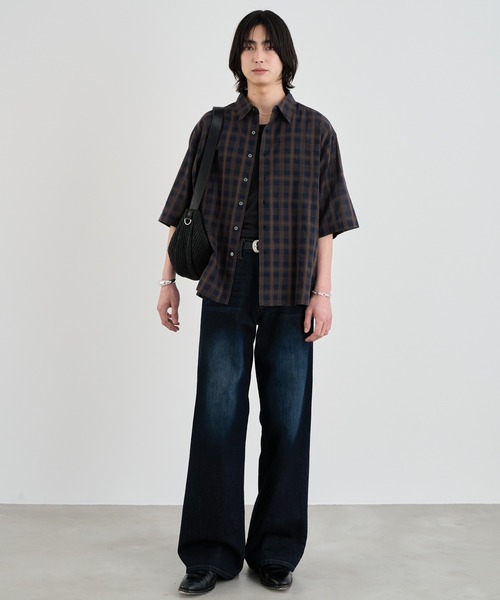 SINSS(シンス)の「Ombre check HS Shirt / オンブレチェックシャツ(半袖)(シャツ/ブラウス・メンズ・ネイビー/ブラック/ブラック系その他・MEDIUM/SMALL/X-SMALL/LARGE)」の18枚目の写真