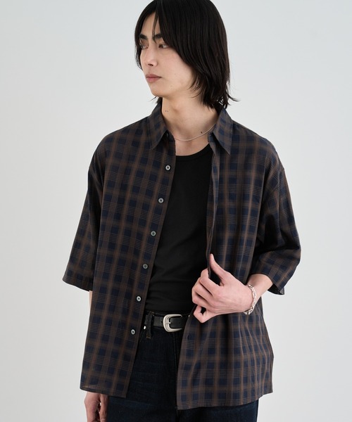 SINSS(シンス)の「Ombre check HS Shirt / オンブレチェックシャツ(半袖)(シャツ/ブラウス・メンズ・ネイビー/ブラック/ブラック系その他・MEDIUM/SMALL/X-SMALL/LARGE)」の20枚目の写真