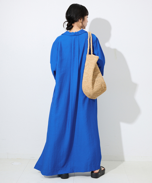 SLOBE IENA(スローブイエナ)の「リネン混リラックススキッパーワンピース(ワンピース・レディース・カーキ/ブルー系その他・36/38)」の12枚目の写真