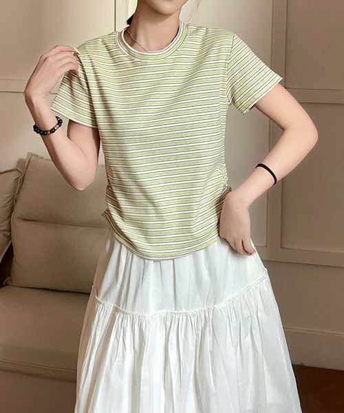aimoha(アイモハ)の「ボーダー柄 半袖Tシャツ(Tシャツ/カットソー・レディース・グレー/ブラック/レッド/ベージュ・FREE)」の22枚目の写真