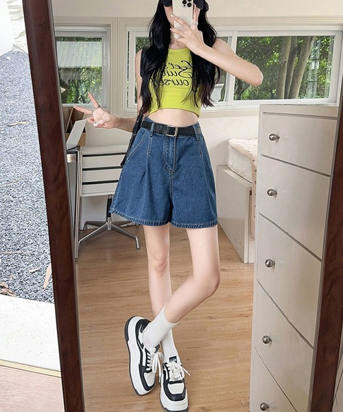 ショートパンツ Aライン ハイウエスト デニム S/M/L/XL ハイウエストデニムショートパンツ【SEADRESS シードレス