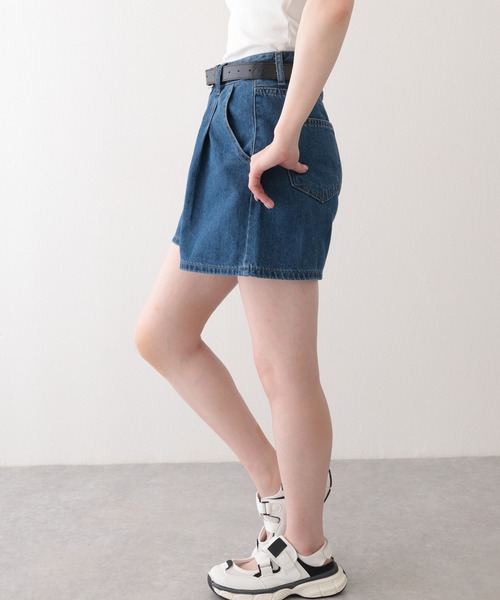 Lace Ladies（レースレディース）の「タック ステッチ入り ハイウエスト Aライン デニム ショートパンツ（デニムパンツ・レディース・ネイビー/ブラック/アイボリー・XS/S/M/L/XL）」の22枚目の写真