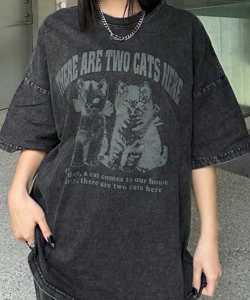 KsG（ケーエスジー）の「ヴィンテージキャットTシャツ（Tシャツ/カットソー・レディース・ホワイト/ブラック・LARGE/MEDIUM/X-LARGE）」の3枚目の写真