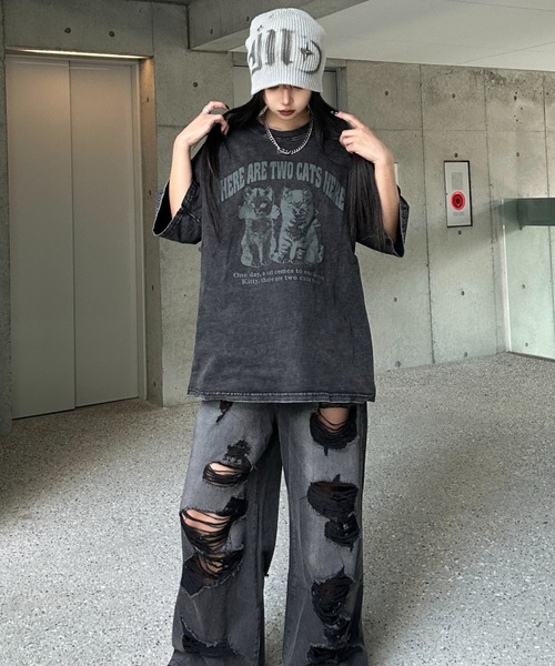 KsG（ケーエスジー）の「ヴィンテージキャットTシャツ（Tシャツ/カットソー・レディース・ホワイト/ブラック・LARGE/MEDIUM/X-LARGE）」の8枚目の写真
