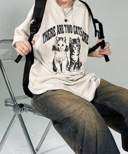 ヴィンテージキャットTシャツ（Tシャツ/カットソー）｜KsG