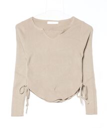 ▲SIDE RIBBON TOPS / サイドリボントップス リブニット