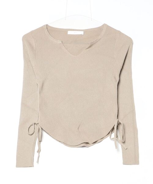 ROOPTOKYO(ループトウキョウ)の「▲SIDE RIBBON TOPS / サイドリボントップス リブニット(Tシャツ/カットソー・レディース・ベージュ系/キャメル/マスタード/ベージュ/ライトグリーン・FREE)」の5枚目の写真