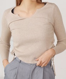 ▲SIDE RIBBON TOPS / サイドリボントップス リブニット