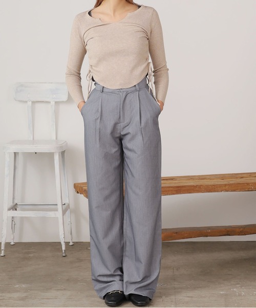 ROOPTOKYO(ループトウキョウ)の「▲SIDE RIBBON TOPS / サイドリボントップス リブニット(Tシャツ/カットソー・レディース・ベージュ系/キャメル/マスタード/ベージュ/ライトグリーン・FREE)」の13枚目の写真