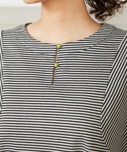 【接触冷感】Una ola ボーダージャカードカットソー 接触冷感】Una ola ボーダージャカードカットソー（Tシャツ