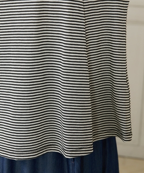 接触冷感】Una ola ボーダージャカードカットソー（Tシャツ