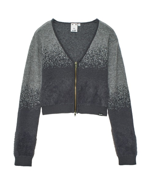 X-girl（エックスガール）の「JACQUARD KNIT COMPACT CARDIGAN（カーディガン/ボレロ・レディース・チャコール/バーガンディー・ONE SIZE）」の2枚目の写真