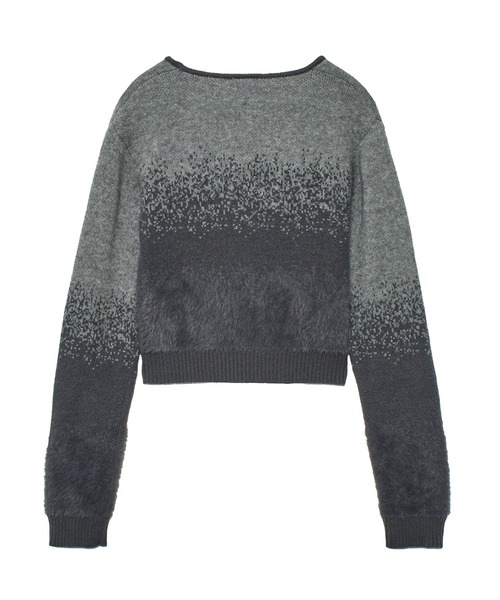 X-girl（エックスガール）の「JACQUARD KNIT COMPACT CARDIGAN（カーディガン/ボレロ・レディース・チャコール/バーガンディー・ONE SIZE）」の3枚目の写真