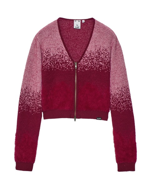 X-girl（エックスガール）の「JACQUARD KNIT COMPACT CARDIGAN（カーディガン/ボレロ・レディース・チャコール/バーガンディー・ONE SIZE）」の10枚目の写真