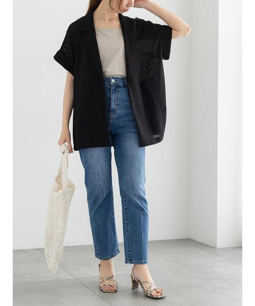 メッシュフレンチスリーブジャケット セール】メッシュフレンチスリーブジャケット（ノーカラー