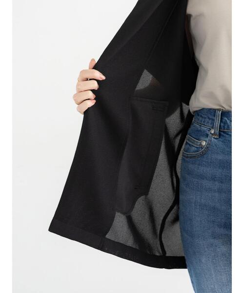 Techichiメッシュフレンチスリーブ ジャケット シアー 透け感　ブラック Techichiメッシュフレンチスリーブ ジャケット シアー 透け感