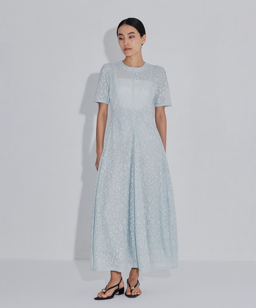 PHOTOCOPIEU(フォトコピュー)の「【PHOTOCOPIEU/フォトコピュー】別注 FLOWER JAQUARD SHORT SLEEVE DRESS/フラワージャガード半袖ワンピース(ワンピース・レディース・ライトブルー/ダークネイビー/イエロー・36/38)」の5枚目の写真