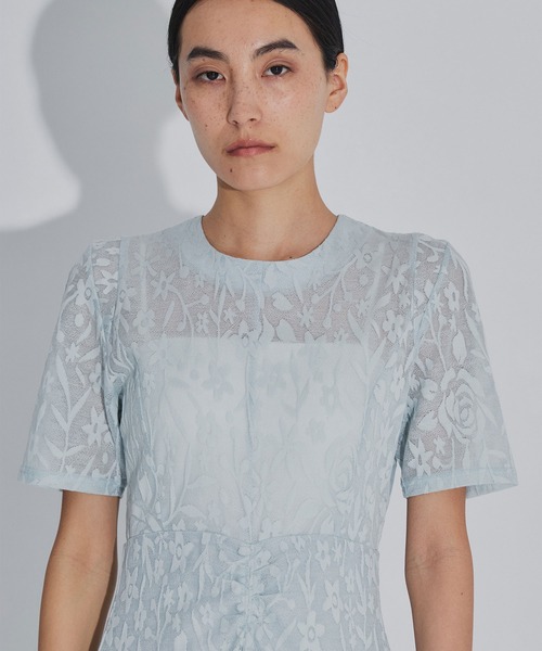 PHOTOCOPIEU(フォトコピュー)の「【PHOTOCOPIEU/フォトコピュー】別注 FLOWER JAQUARD SHORT SLEEVE DRESS/フラワージャガード半袖ワンピース(ワンピース・レディース・ライトブルー/ダークネイビー/イエロー・36/38)」の9枚目の写真