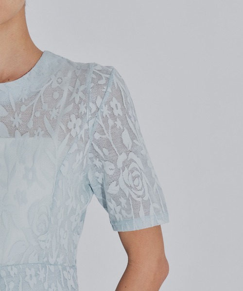 PHOTOCOPIEU(フォトコピュー)の「【PHOTOCOPIEU/フォトコピュー】別注 FLOWER JAQUARD SHORT SLEEVE DRESS/フラワージャガード半袖ワンピース(ワンピース・レディース・ライトブルー/ダークネイビー/イエロー・36/38)」の10枚目の写真