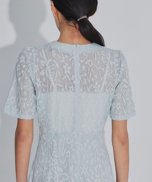 PHOTOCOPIEU(フォトコピュー)の「【PHOTOCOPIEU/フォトコピュー】別注 FLOWER JAQUARD SHORT SLEEVE DRESS/フラワージャガード半袖ワンピース(ワンピース・レディース・ライトブルー/ダークネイビー/イエロー・36/38)」の12枚目の写真