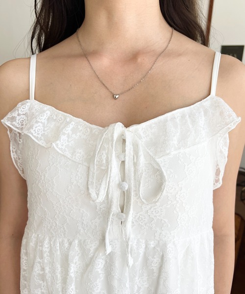 moment+（モーメントプラス）の「フラワーストレッチレースイレギュラーヘムキャミミニワンピース（ワンピース・レディース・ナチュラル/オフホワイト/ブラック・M/L）」の11枚目の写真