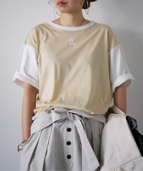 oll(オール)の「mirror T(Tシャツ/カットソー・レディース・ベビーピンク/ライトイエロー・FREE)」の1枚目の写真