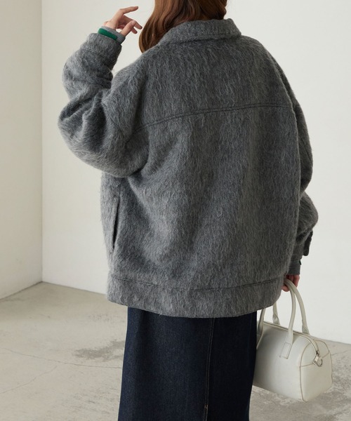 BONLECILL（ボンルシール）の「マルチウェイシャギーメルトンBIGポケットブルゾン（その他アウター・レディース・モカ/ネイビー/チャコールグレー・FREE）」の8枚目の写真