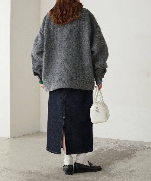 BONLECILL（ボンルシール）の「マルチウェイシャギーメルトンBIGポケットブルゾン（その他アウター・レディース・モカ/ネイビー/チャコールグレー・FREE）」の10枚目の写真