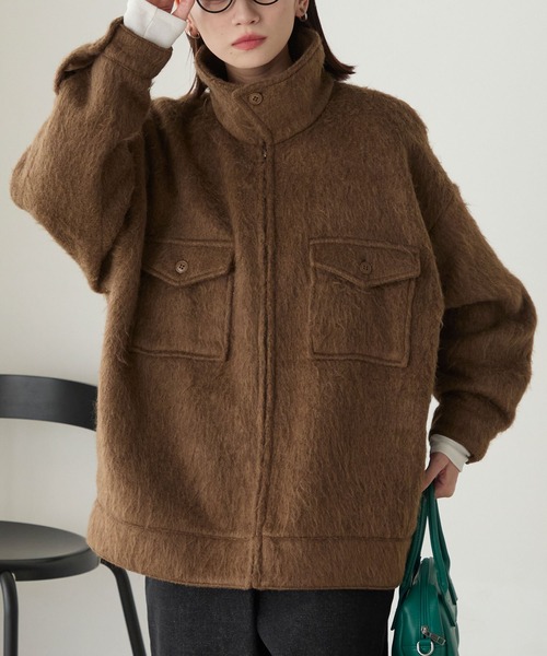 BONLECILL（ボンルシール）の「マルチウェイシャギーメルトンBIGポケットブルゾン（その他アウター・レディース・モカ/ネイビー/チャコールグレー・FREE）」の13枚目の写真