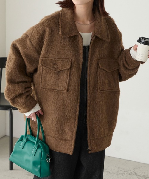 BONLECILL（ボンルシール）の「マルチウェイシャギーメルトンBIGポケットブルゾン（その他アウター・レディース・モカ/ネイビー/チャコールグレー・FREE）」の19枚目の写真