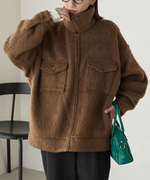 BONLECILL（ボンルシール）の「マルチウェイシャギーメルトンBIGポケットブルゾン（その他アウター・レディース・モカ/ネイビー/チャコールグレー・FREE）」の20枚目の写真