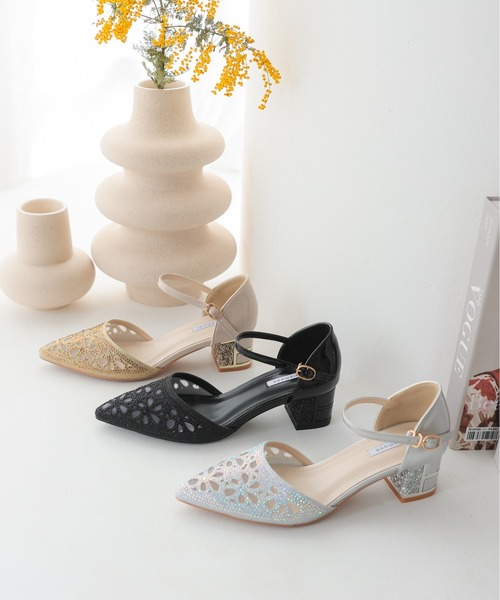 PREFERIR（プレフェリール）の「ラインストーンレースチャンキーヒール　結婚式パーティーオケージョン　パンプス（パンプス・レディース・ブラック/シルバー/ゴールド・23.5cm/23.0cm/24.0cm/24.5㎝/22.5cm）」の21枚目の写真